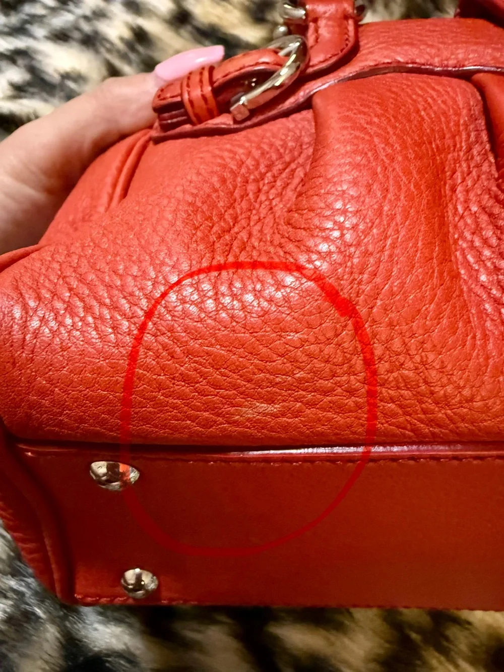 Salvatore Ferragamo Mini Red Pebble Leather Satchel Crossbody